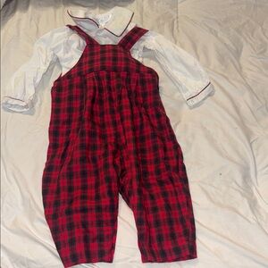 Classic Red Plaid Kids Overalls